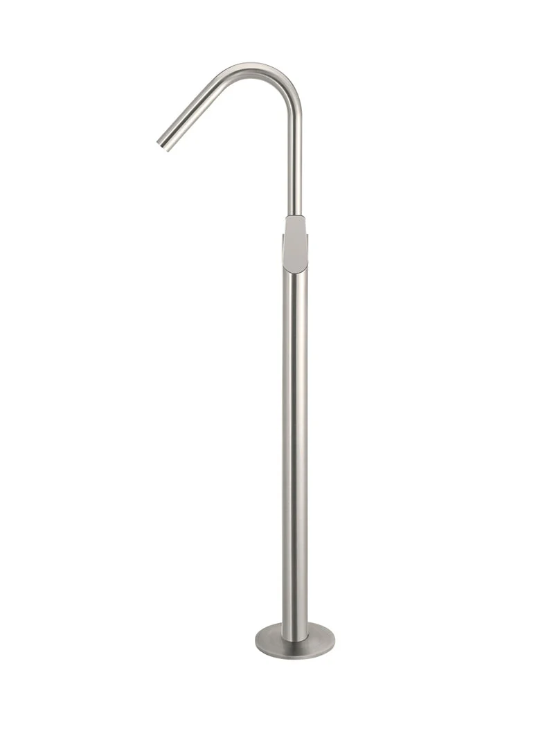 Round Paddle Freestanding Bath Spout and Hand Shower - PVD Brushed Nickel - Image 2