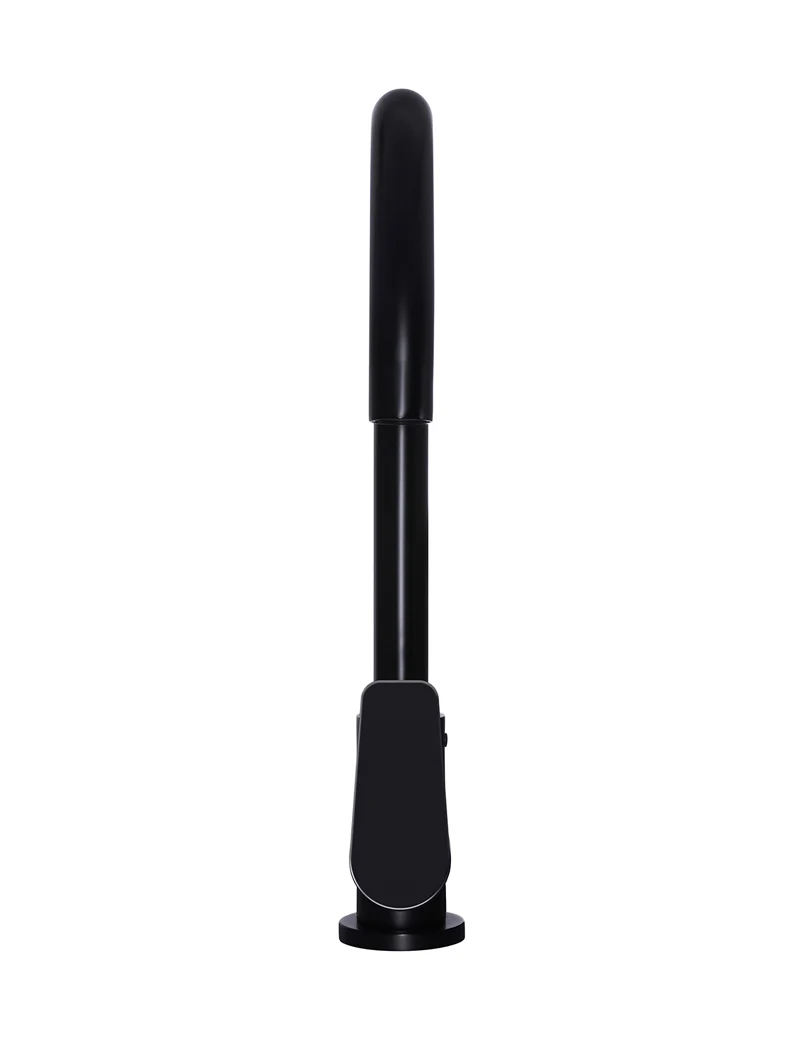 Round Gooseneck Kitchen Mixer Tap with Paddle Handle - Matte Black - Image 3