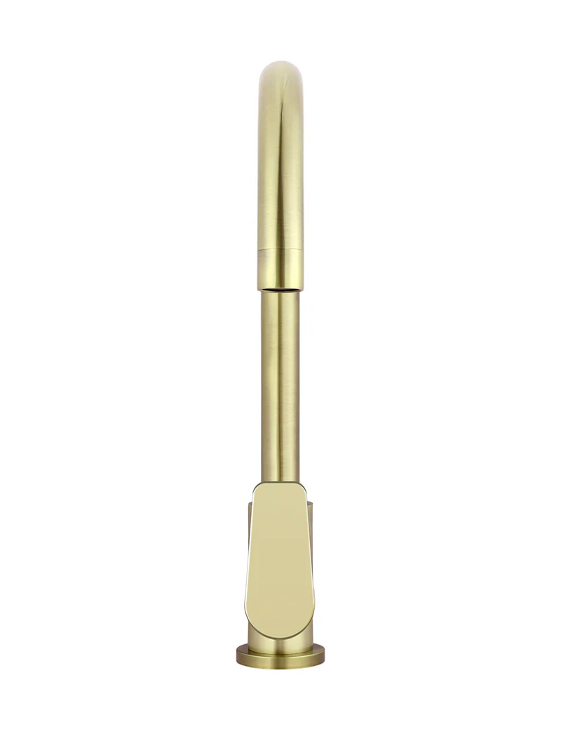 Round Gooseneck Kitchen Mixer Tap with Paddle Handle - PVD Tiger Bronze - Image 3