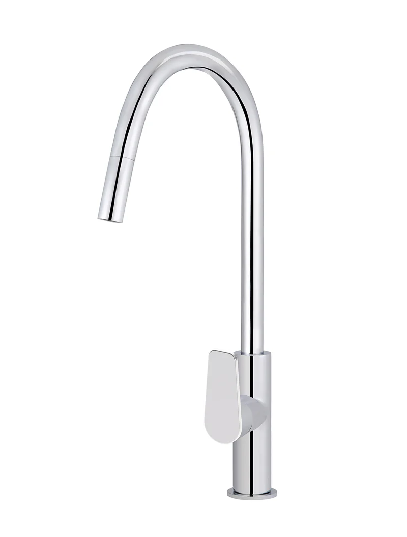 Round Paddle Piccola Pull Out Kitchen Mixer Tap - Polished Chrome