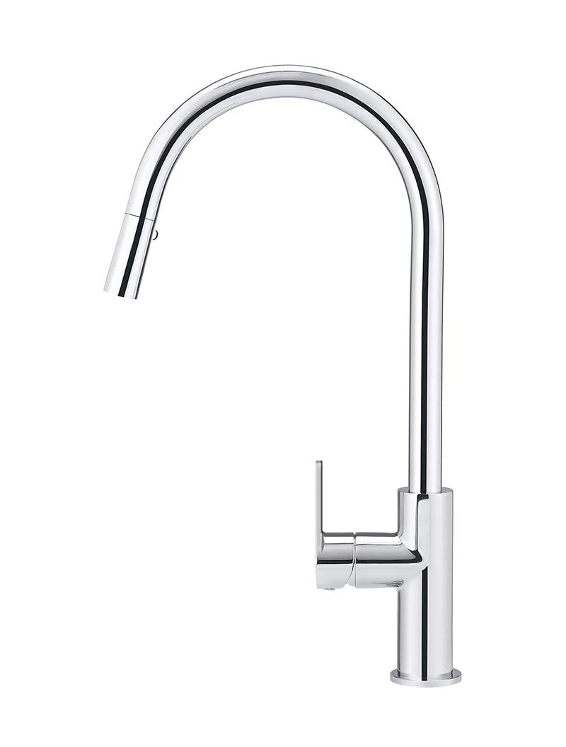 Round Paddle Piccola Pull Out Kitchen Mixer Tap - Polished Chrome - Image 2