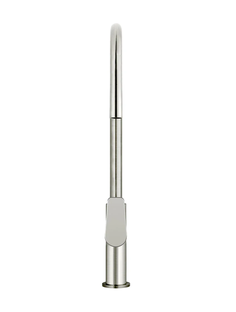Round Paddle Piccola Pull Out Kitchen Mixer Tap - PVD Brushed Nickel - Image 3