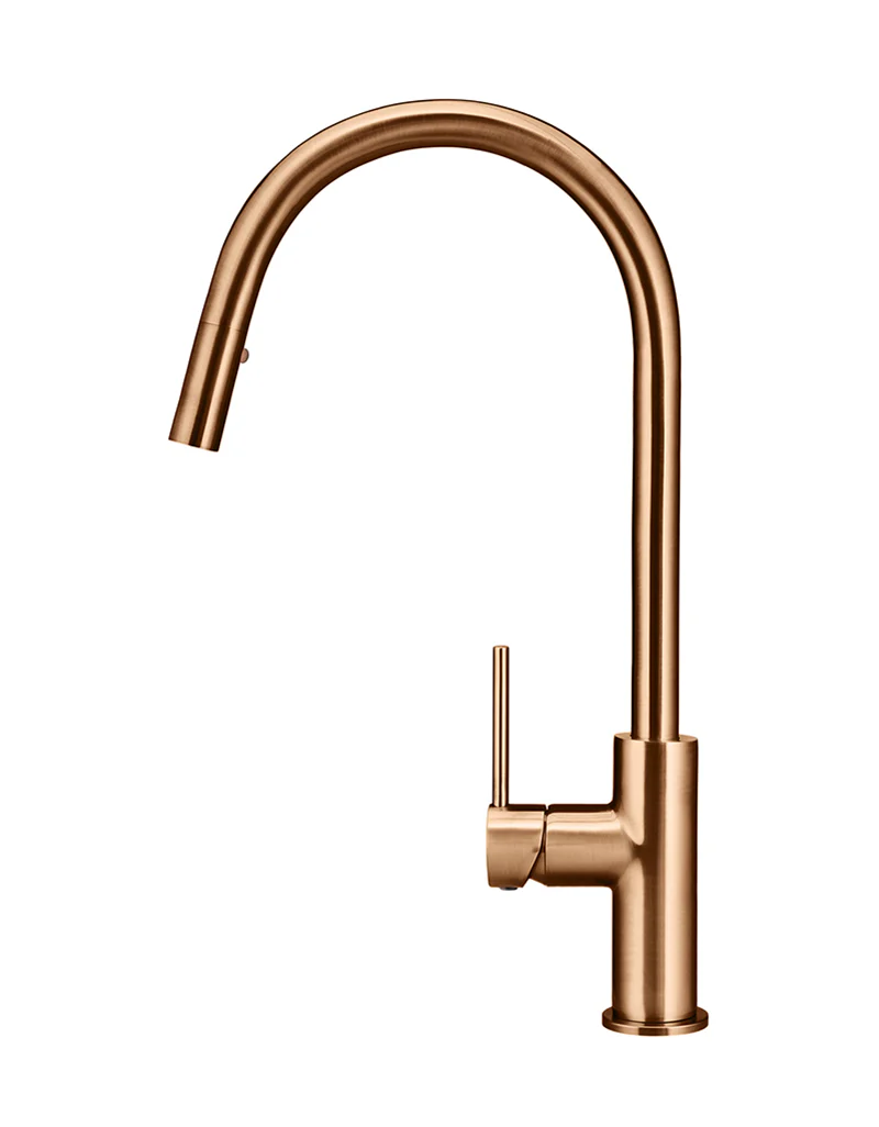 Round Piccola Pull Out Kitchen Mixer Tap - Lustre Bronze - Image 2