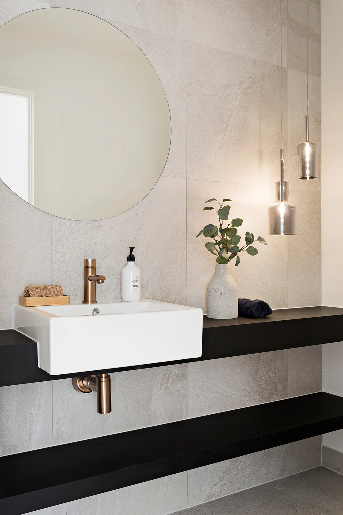 Round Pinless Basin Mixer - Champagne - Image 4