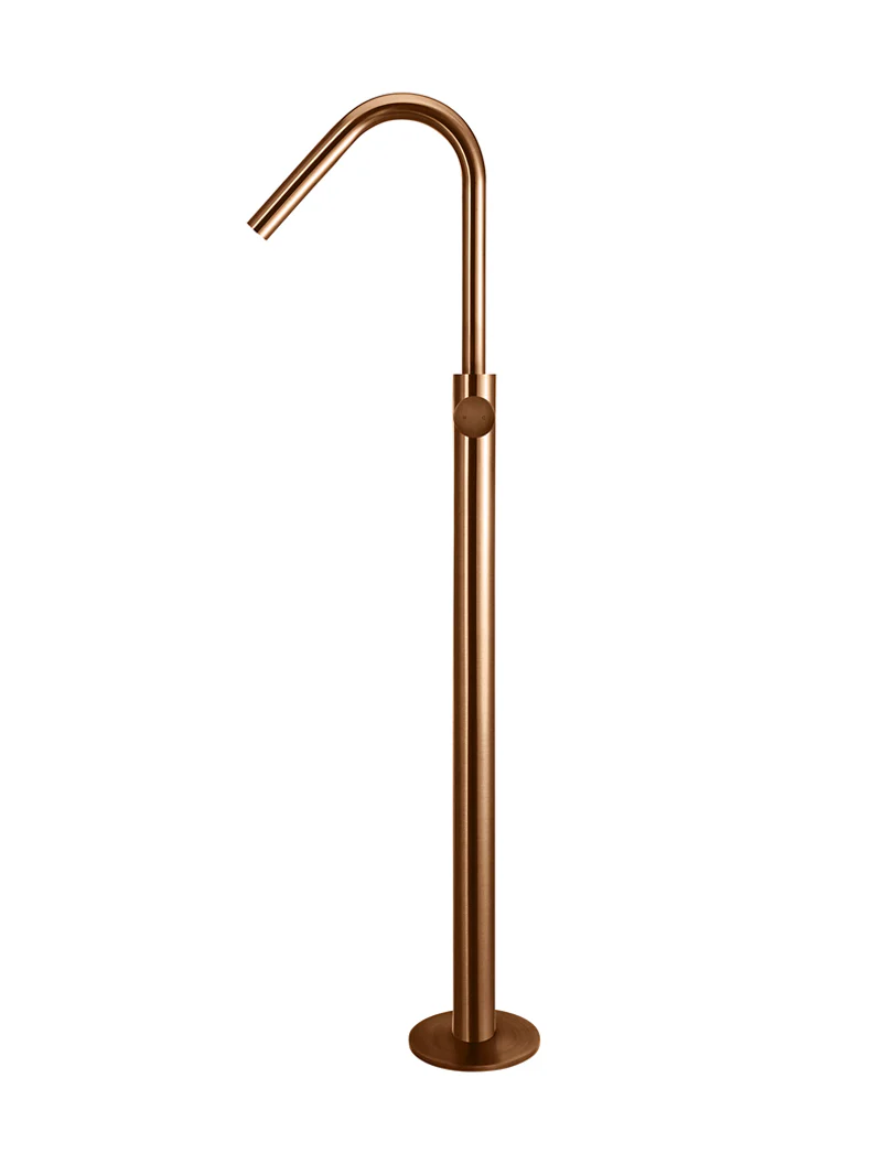 Round Pinless Freestanding Bath Spout and Hand Shower - Lustre Bronze - Image 2