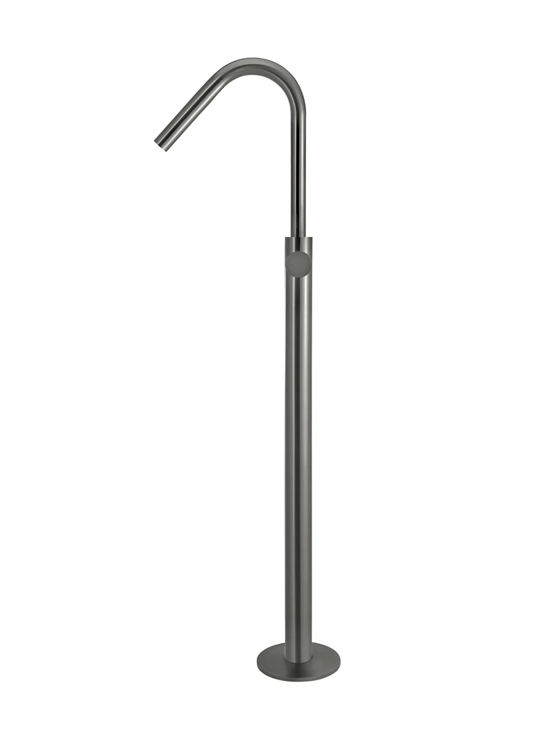 Round Pinless Freestanding Bath Spout and Hand Shower - Shadow Gunmetal - Image 2