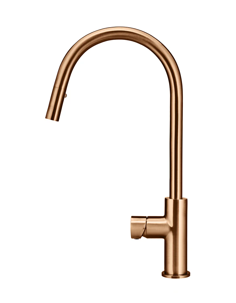 Round Pinless Piccola Pull Out Kitchen Mixer Tap - Lustre Bronze - Image 2