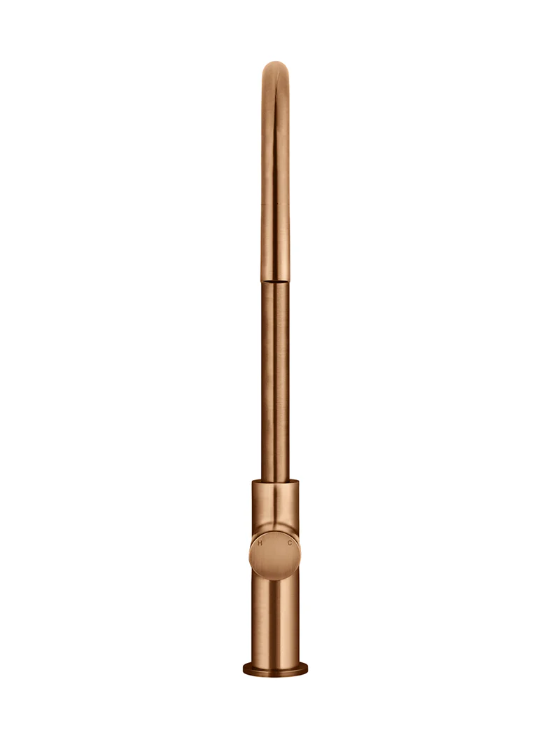 Round Pinless Piccola Pull Out Kitchen Mixer Tap - Lustre Bronze - Image 4