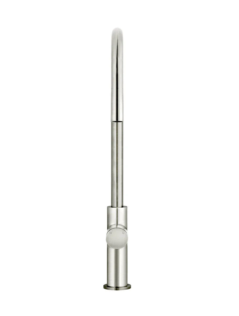 Round Pinless Piccola Pull Out Kitchen Mixer Tap - PVD Brushed Nickel - Image 3