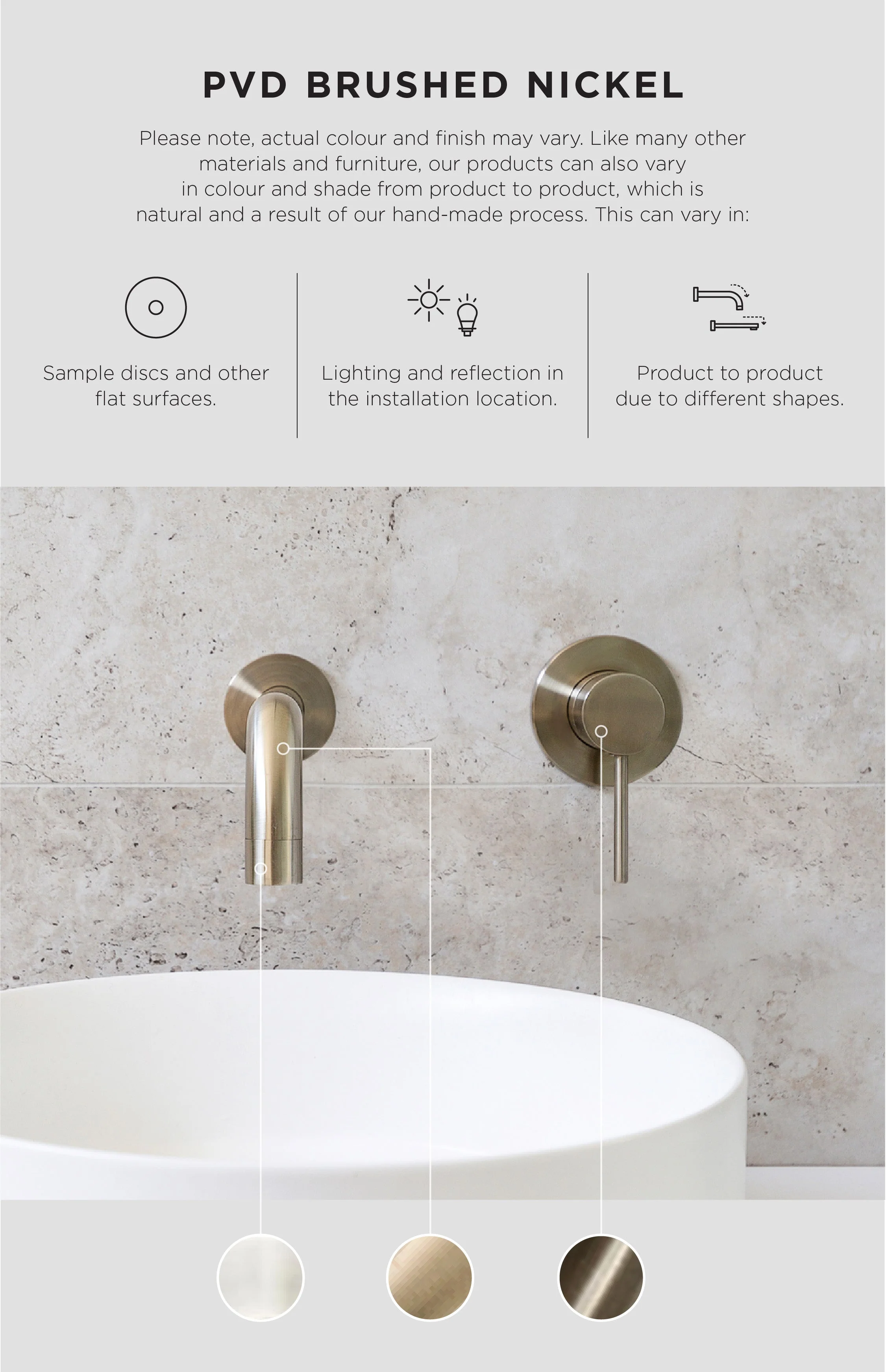 Round Tall Basin Mixer - PVD Brushed Nickel - Image 4