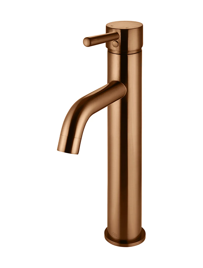 Round Tall Basin Mixer Curved - Lustre Bronze - Image 6