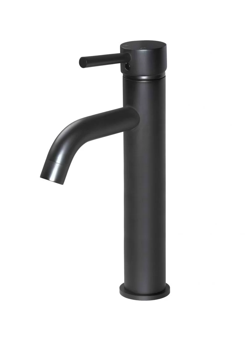Round Tall Basin Mixer Curved - Matte Black - Image 3