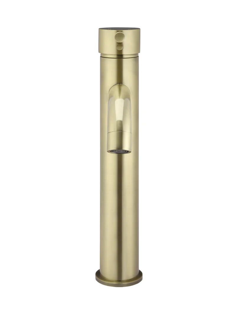 Round Tall Curved Basin Mixer - PVD Tiger Bronze - Image 3
