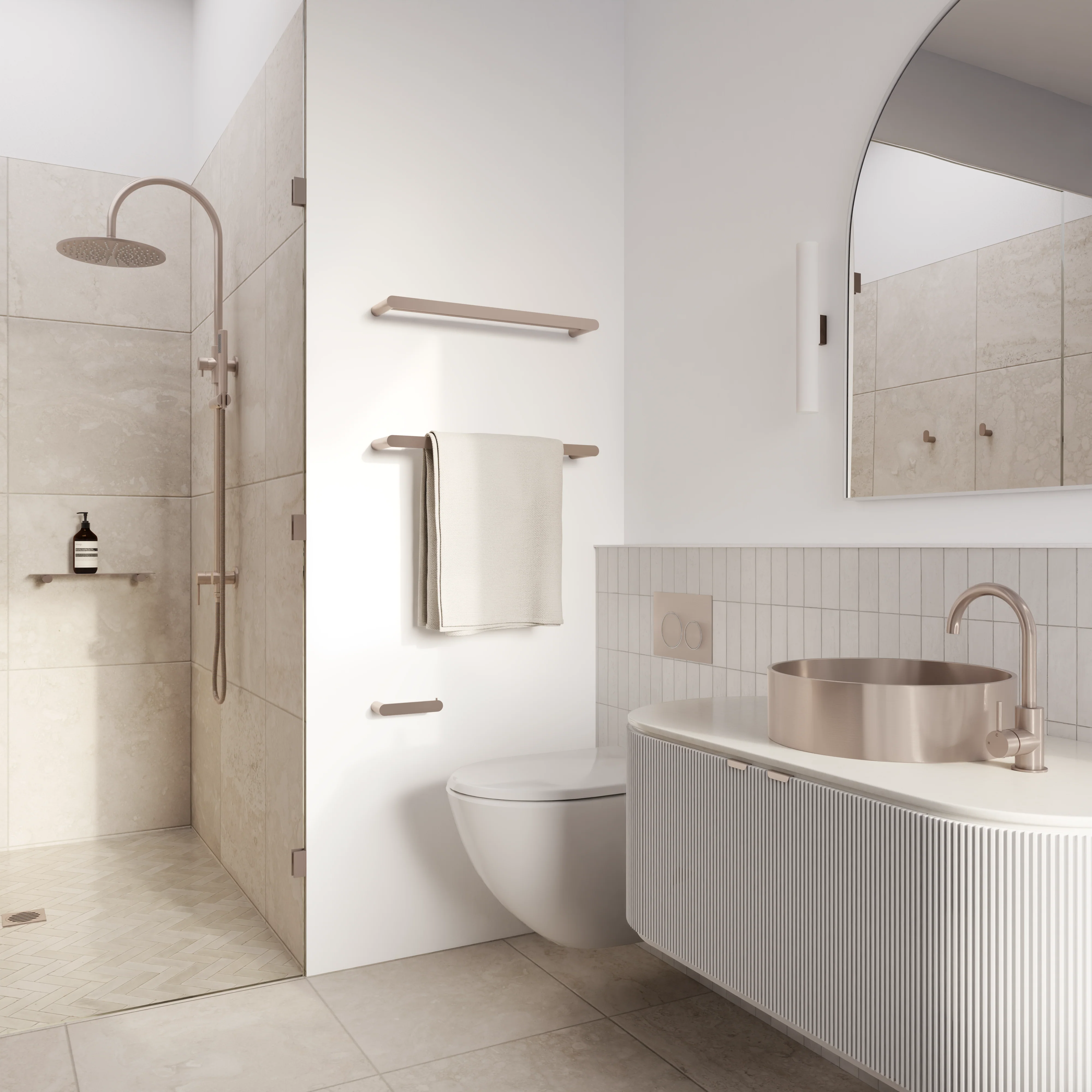 Lavello Round Steel Bathroom Basin 380 x 110 - PVD Champagne - Image 3