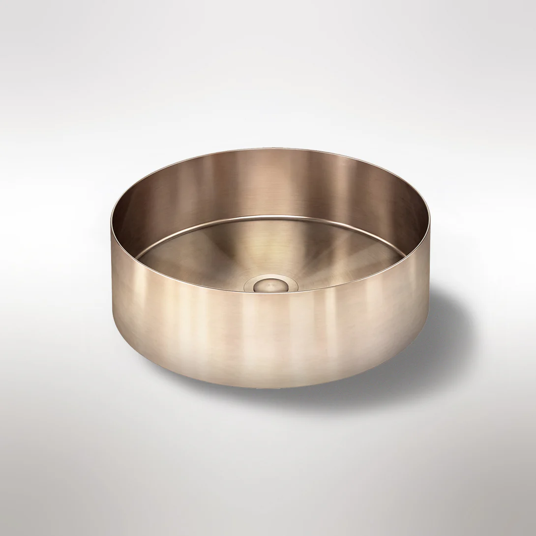 Lavello Round Steel Bathroom Basin 380 x 110 - PVD Champagne - Image 6